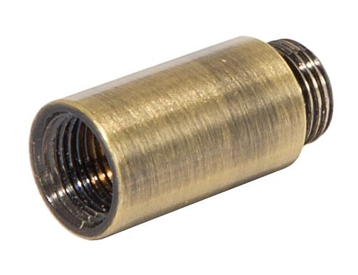 1-1/16 Inch Tall Brass Antique Brass Finish Brass Lamp Nozzle, 1/8F x 1/8M Tap