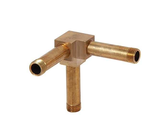 3-Way, Top and Two Corner 3/4 Inch Tall Unfinished Brass Lamp Arm Back, 1/8F All Sides