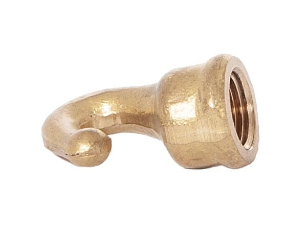 1-1/8" Tall Cast Brass Baby Hook with Wire Way, 1/8F Tap, Unfinished