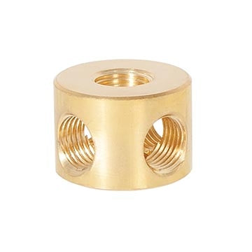 7/8 Inch Tall 4-Way Unfinished Brass Straight Disc Arm Back, Tap 1/4F