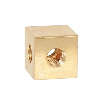 7/8 Inch Tall Unfinished Brass 3-Way Square Arm Back, Tap 1/8F