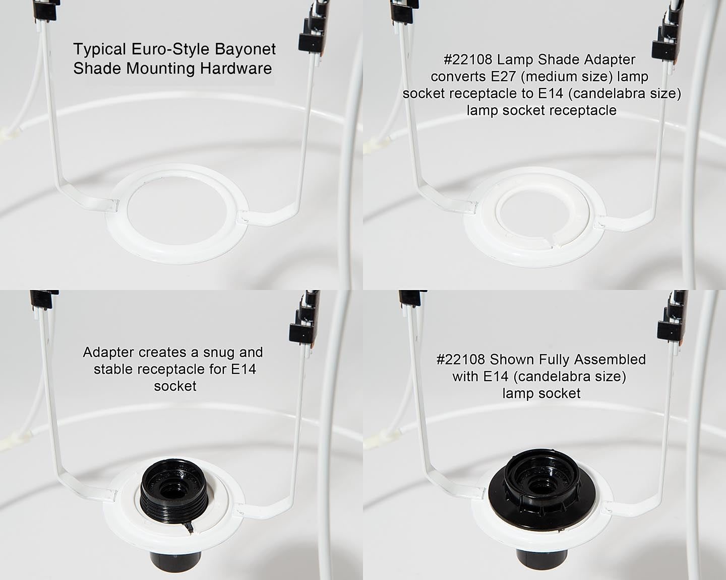 46mm Outer Diameter Lamp Shade Hole Adapter For E-27 to E-14