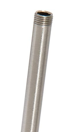 Satin Nickel Finish Steel Fixture Stem Lamp Pipe, Ends Threaded 1/8 IP - Choice of Length
