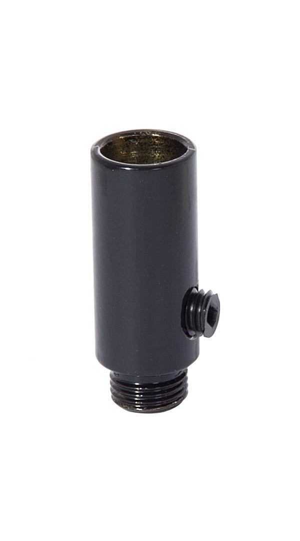 1-5/16 Inch Tall Satin Black Finish Brass Hollow Transition Cord Grip Bushing w/ Polycarbonite Set Screw, 1/8M