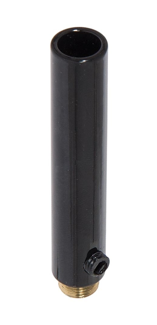 3 Inch Tall Glossy Black Brass Hollow Transition Cord Grip Bushing w/Polycarbonite Set Screw, 1/8M