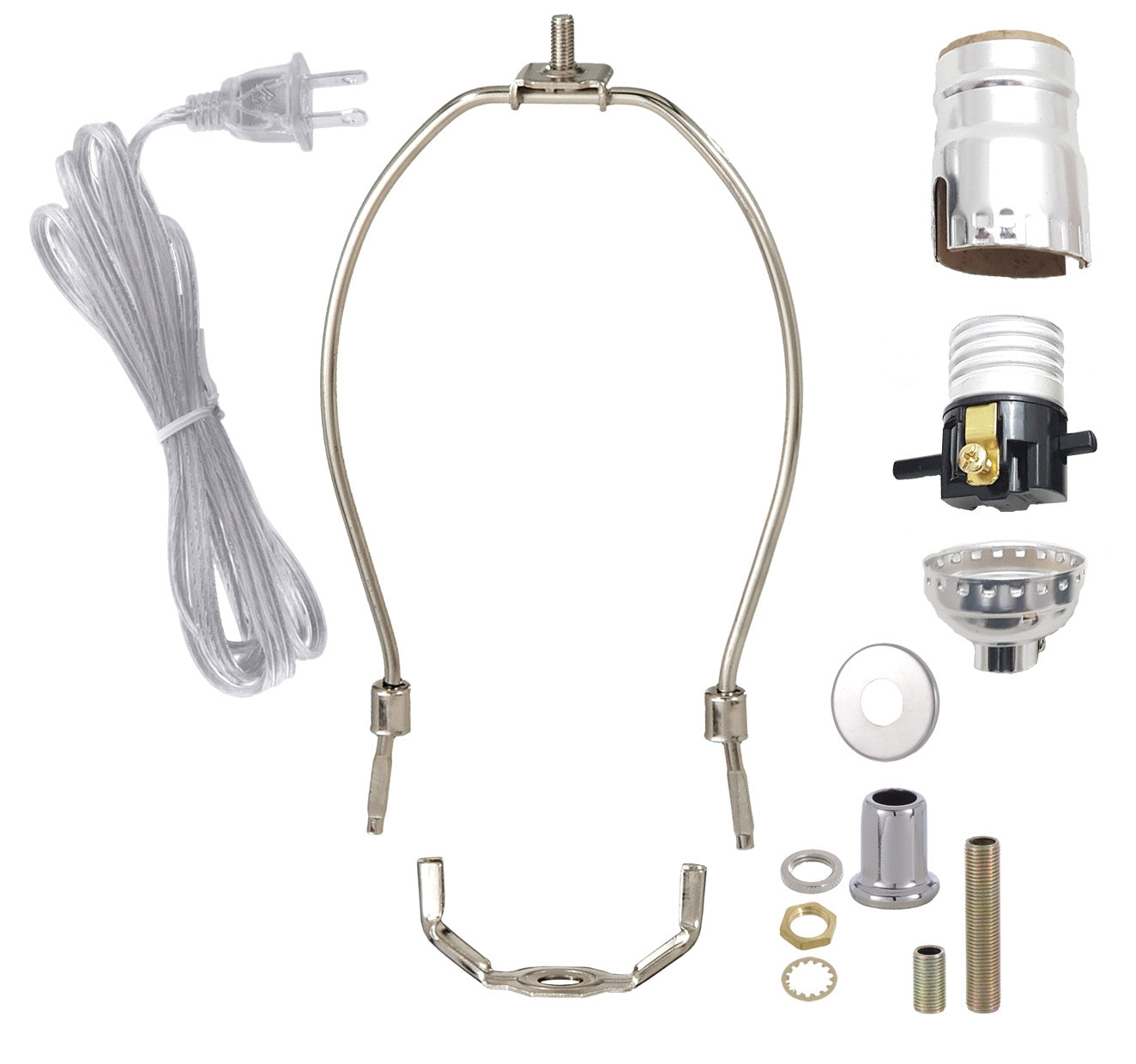 Nickel Table Lamp Wiring Kit with Push-Thru Socket