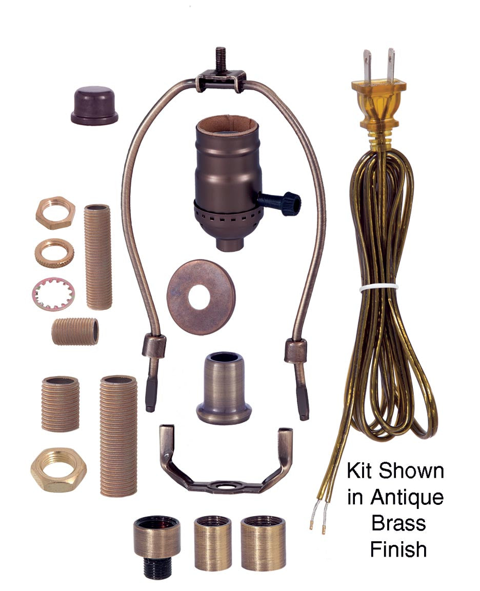 Make-A-Lamp Kit w/Harp & Finial, Choice of Cord Color (30355) - Antique Lamp  Supply - Quality Lamp Parts Since 1952