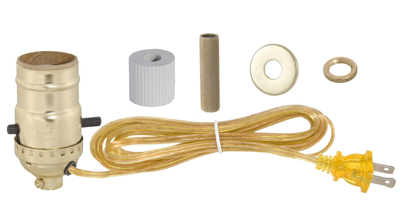 E-26 Pre-wired Bottle Kit with 3/4 Inch Adapter, Clear Gold Cord