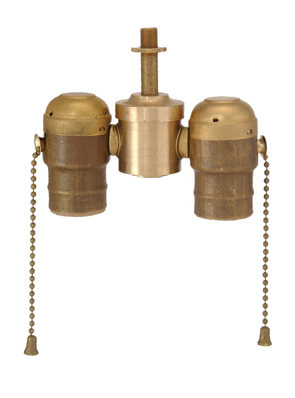 2-Lite Solid Brass Wired Pull Chain Cluster