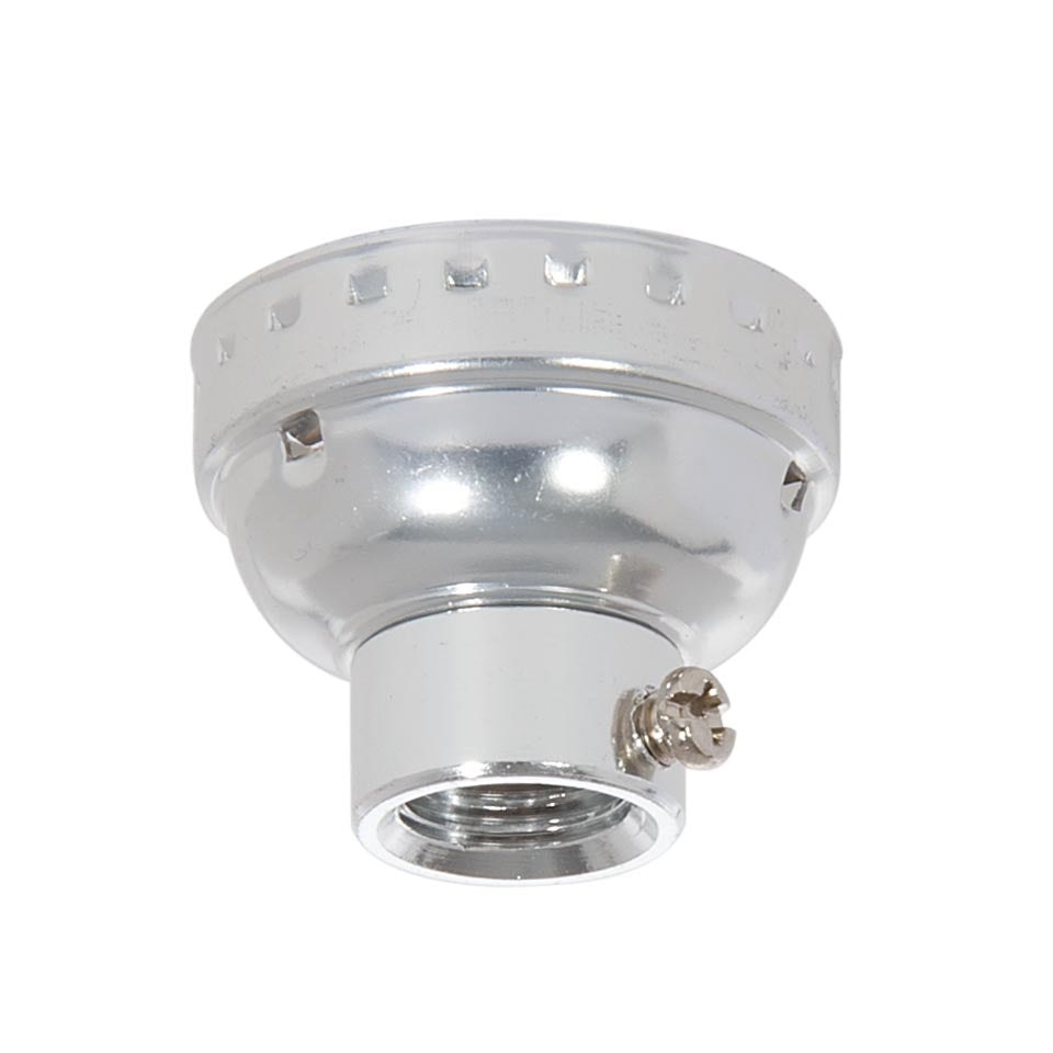 Nickel Plated Finish Aluminum E-26 Socket Cap With Set Screw, 1/4 IP