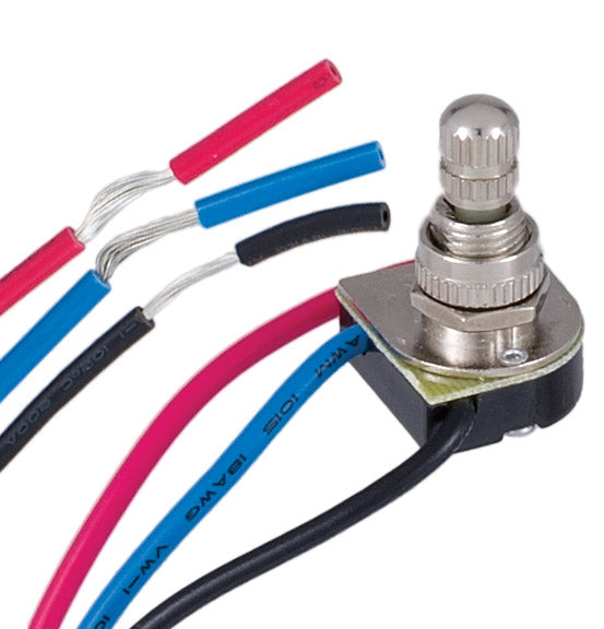 3/8 Inch Shank 3-Way 2 Circuit Nickel Rotary Switch