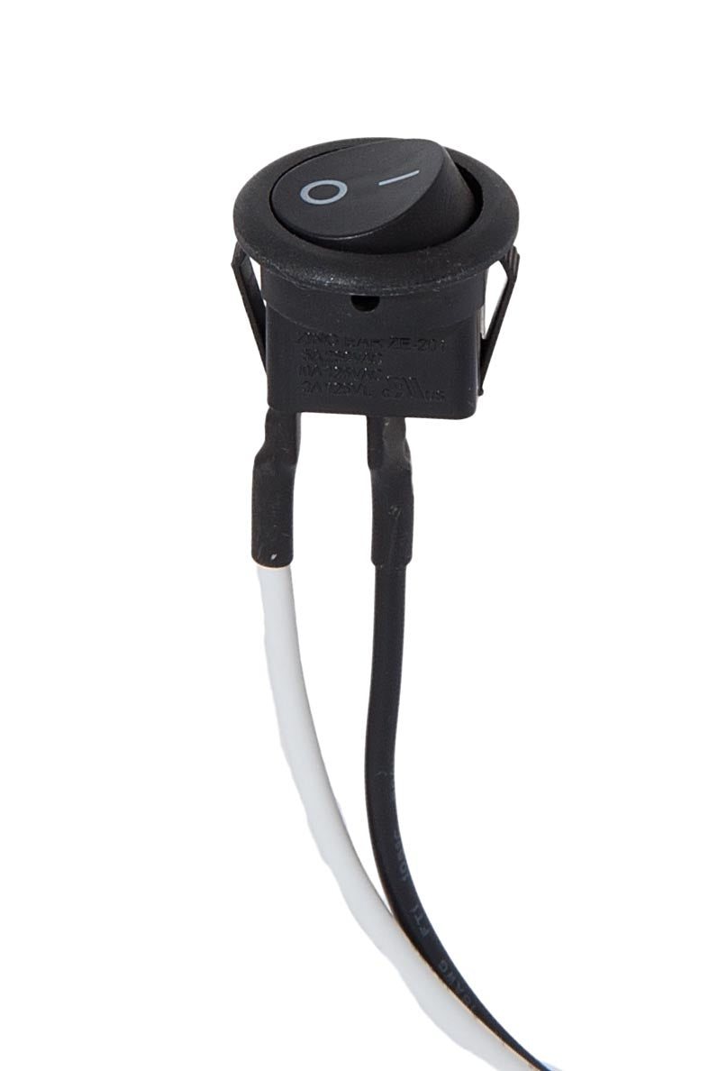 Round, Black ON/OFF Snap-In Rocker Switch