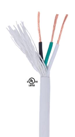 White PVC 3-wire Medium Duty SVT Spooled Lamp Cord - Wire