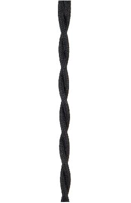 Black Cotton Twisted Pair Lamp Cord, 50 foot length