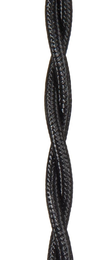 Black Fabric Twisted Pair Lamp Cord - Lamp Wire