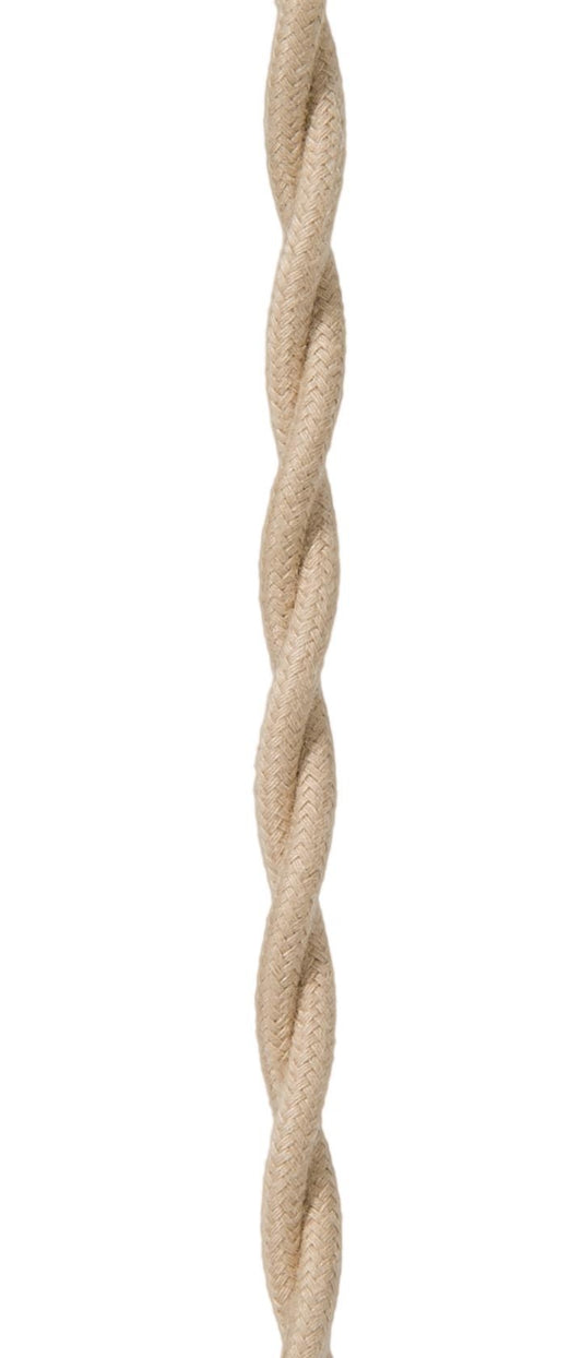 Tan Colored 18 Gauge Cotton Covered Twisted Pair Lamp Cord, Choice of Length