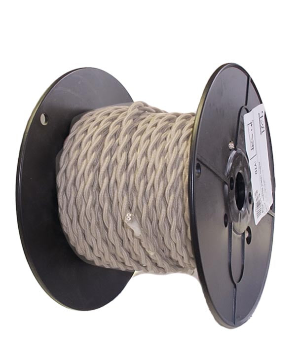 Tan Colored 18 Gauge Cotton Covered Twisted Pair Lamp Cord, Choice of Length