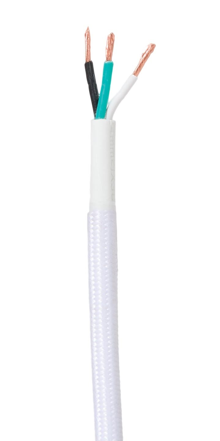 White Color Rayon Covered 18/3 SVT-B Fabric Lamp Cord - Choice of Length
