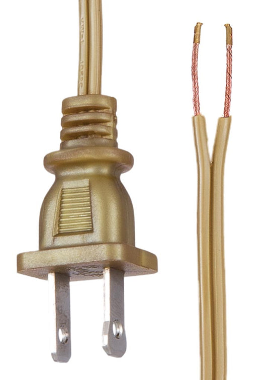 Unfinished Brass Color, 18/2 Plastic Covered Lamp Cord - Wire Sets, CHOICE OF 3 LENGTHS