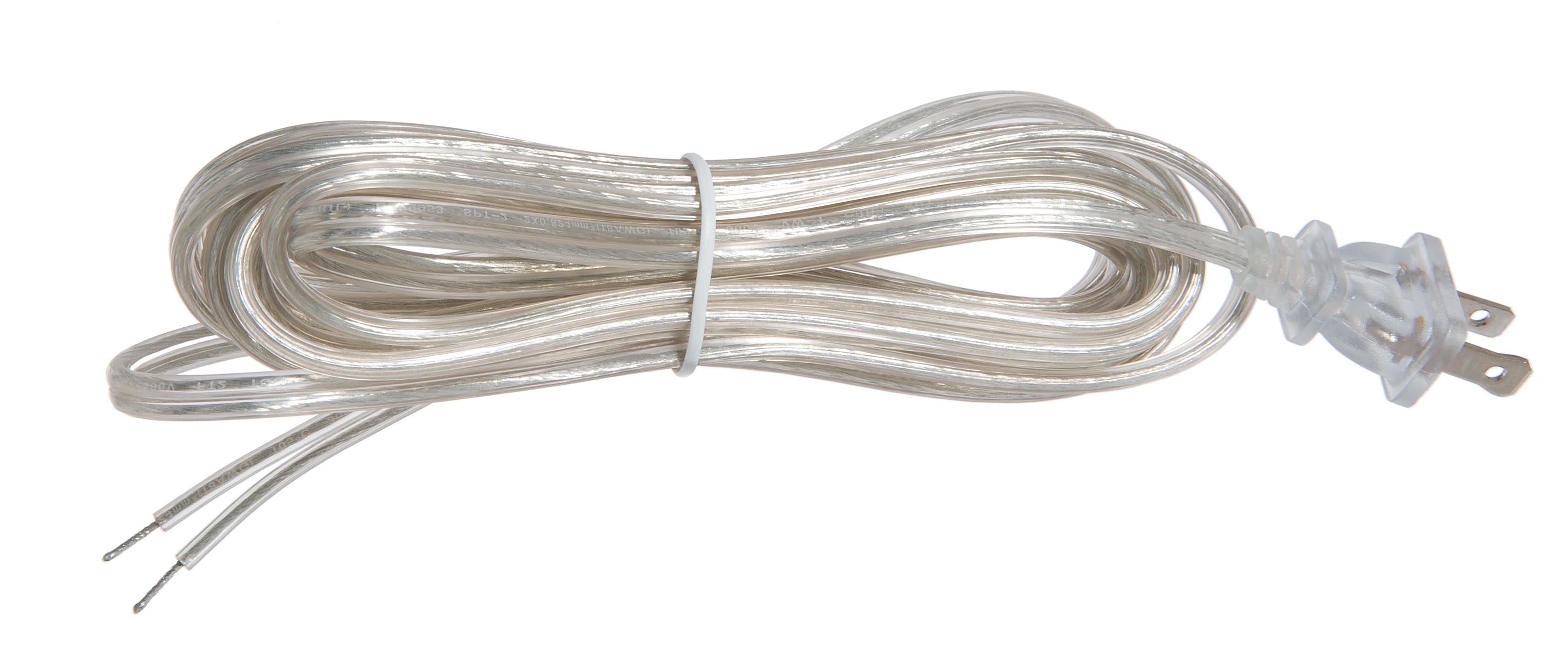18/2 SPT-2 Clear Silver Plastic Covered Cord Set, Tinned, Choice of Length  (46813NL) - Antique Lamp Supply - Quality Lamp Parts Since 1952