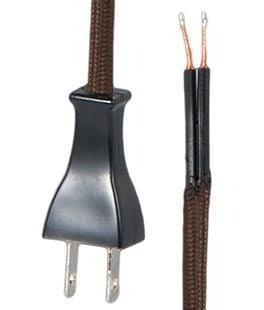 Mid-Century Style Brown Rayon Lamp Cord Set - UL Listed, Choice of Length