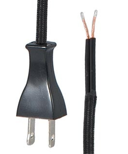 Mid-Century Style Black Rayon Lamp Cord Set - UL Listed, Choice of Length