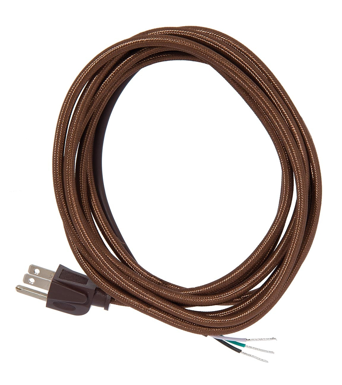 10-1/2 Ft. Brown Rayon Lamp Cord Set with 3-Prong Molded Plug, SVT-3