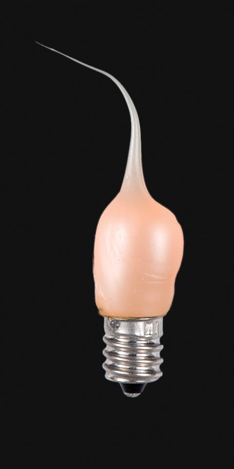 3W 130V Candelabra Base Flame Tip Champagne Silicone Bulb, 1 1/2" ht.