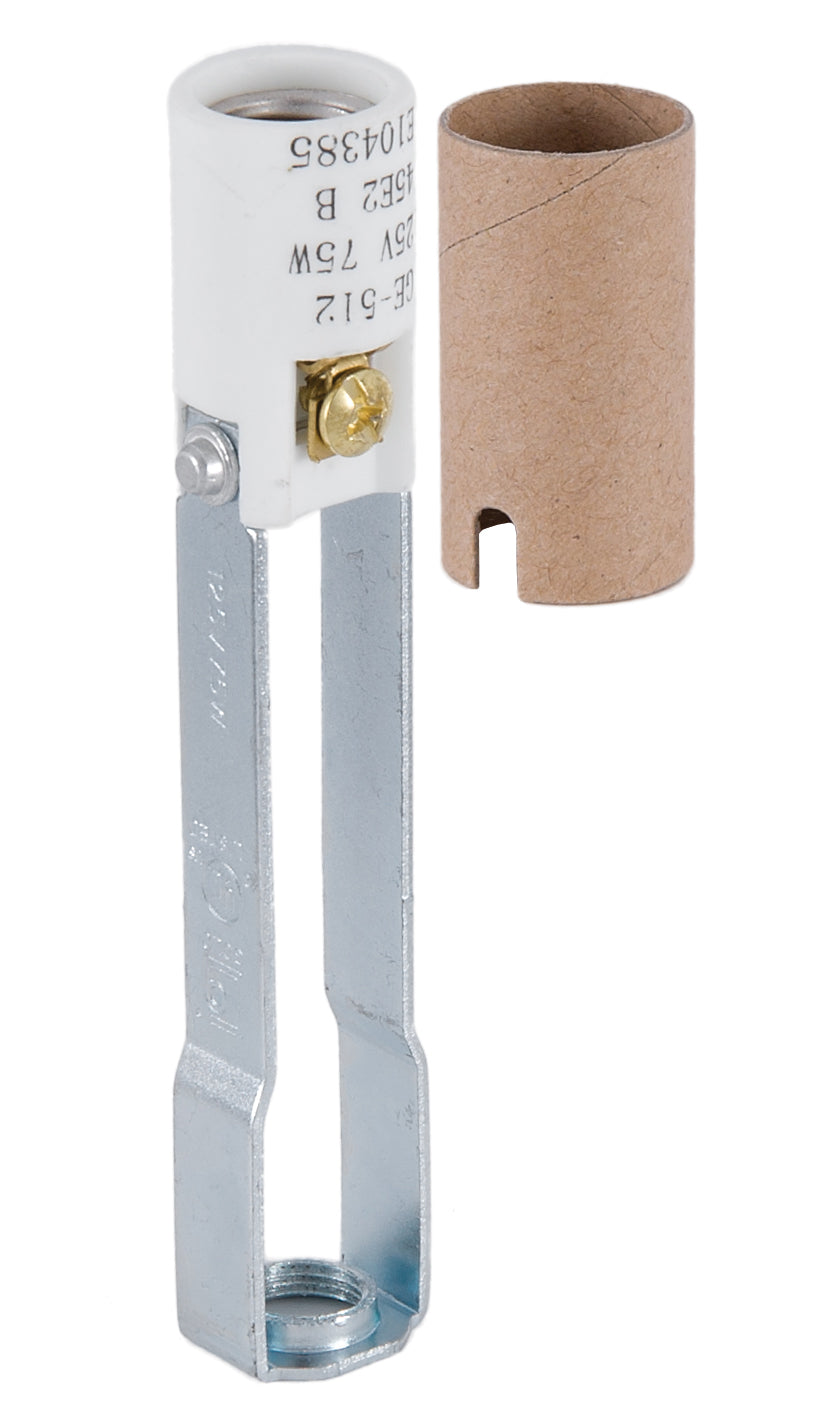 E12, High Heat, Keyless Porcelain Candelabra Socket, With 1/8F Base, 4" Height