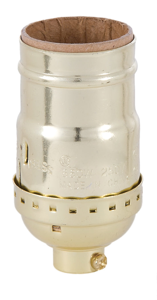 Full Keyless medium base E26 socket, Brite Gilt finish, NO UNO, with set screw
