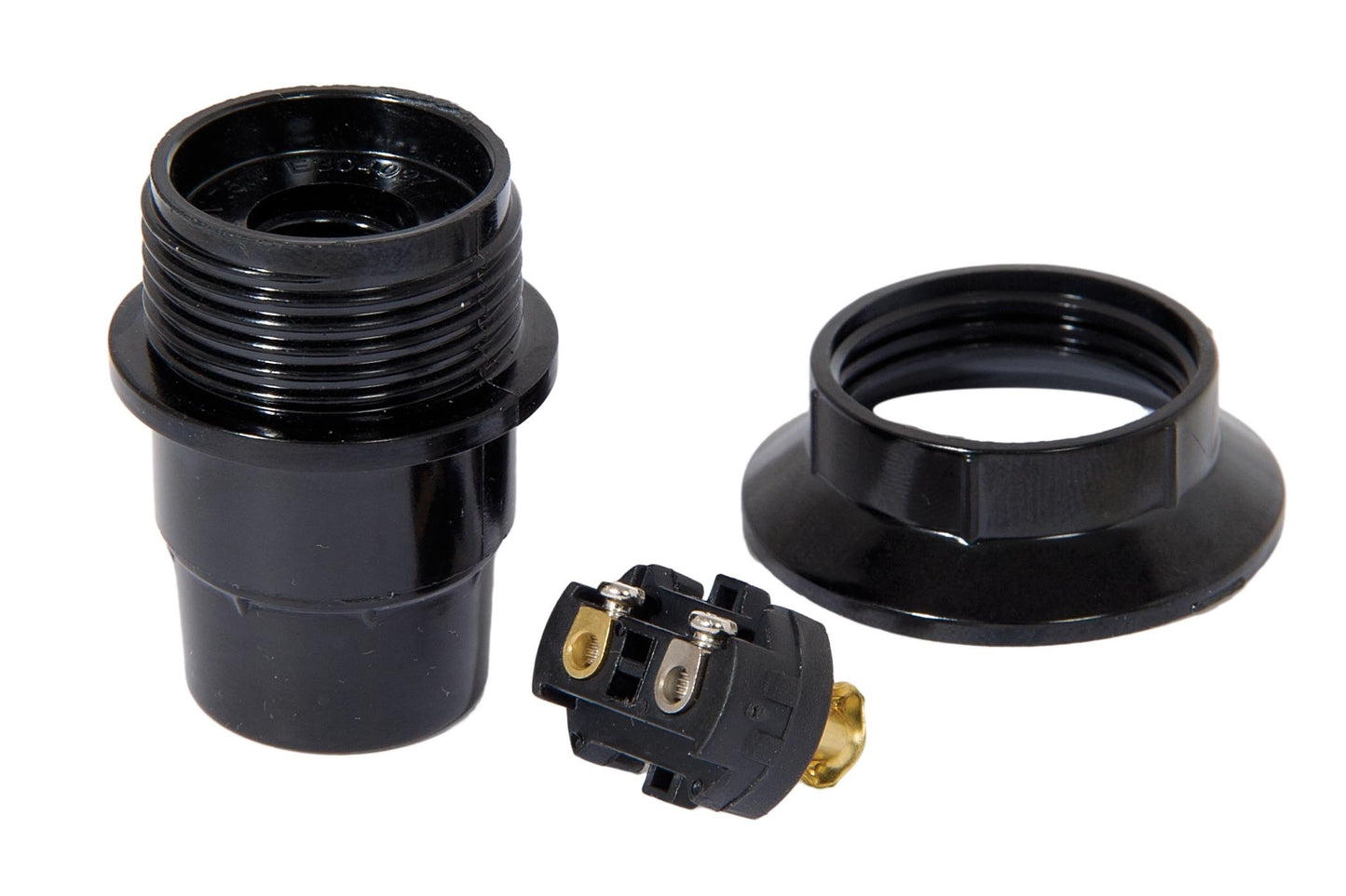 Euro Style Candelabra Phenolic 4 Piece Socket, One Half Uno Thread with Ring and Shoulder