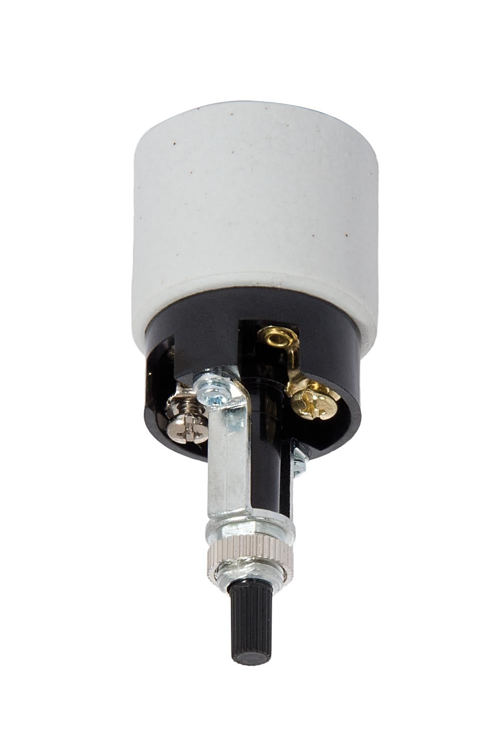 E-26 Phenolic Unglazed Porcelain Shell Socket with Bottom Turn Knob & Nipple