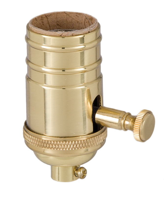 Full Dimmer, Turned Brass Premium Light Socket, Brass, Polished & Lacquered Finish