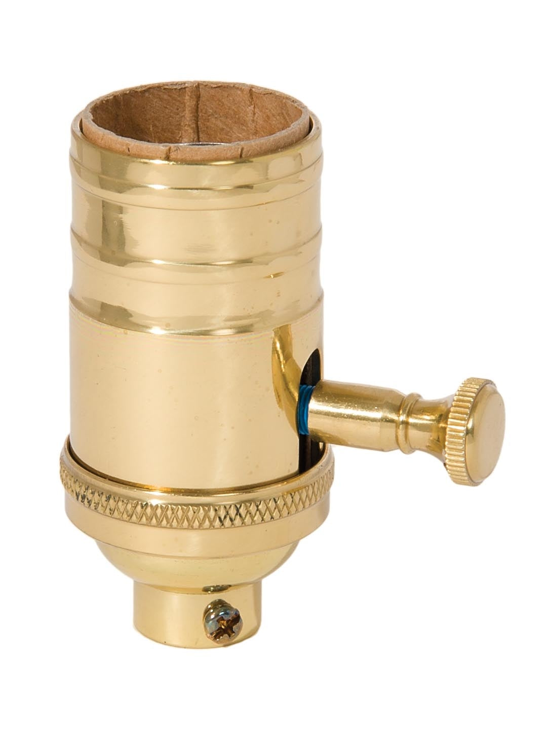 Full Range Brass Dimmer Socket, No UNO Threads, Polished and Lacquered