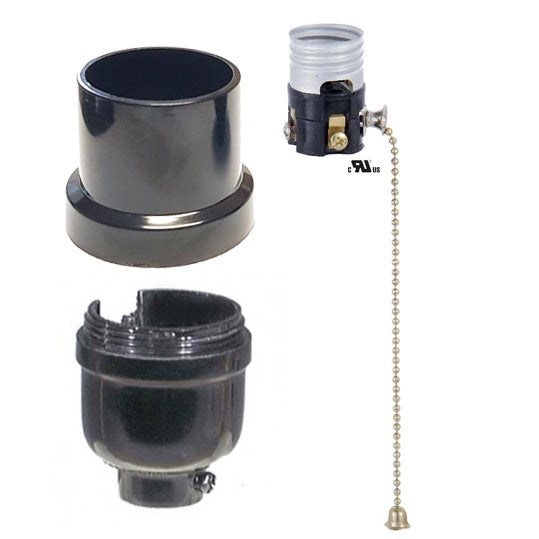 Plastic Pull Chain Socket With Brass Chain and Plain Top