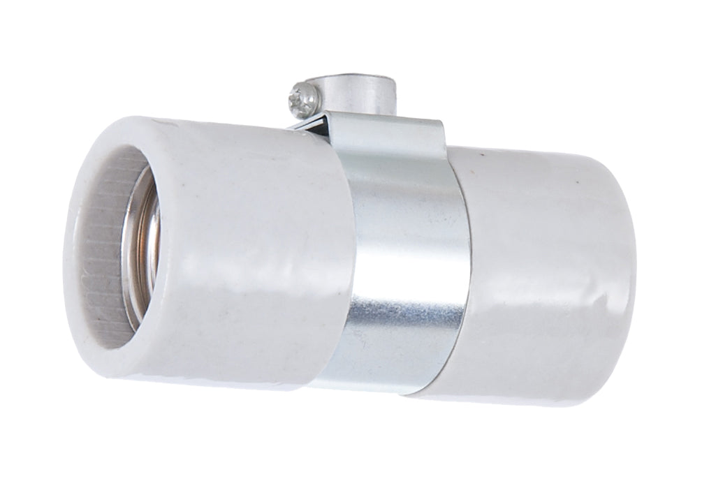 Twin Medium Base, Glazed Porcelain Socket With Single 1/8 IP Bushing Strap