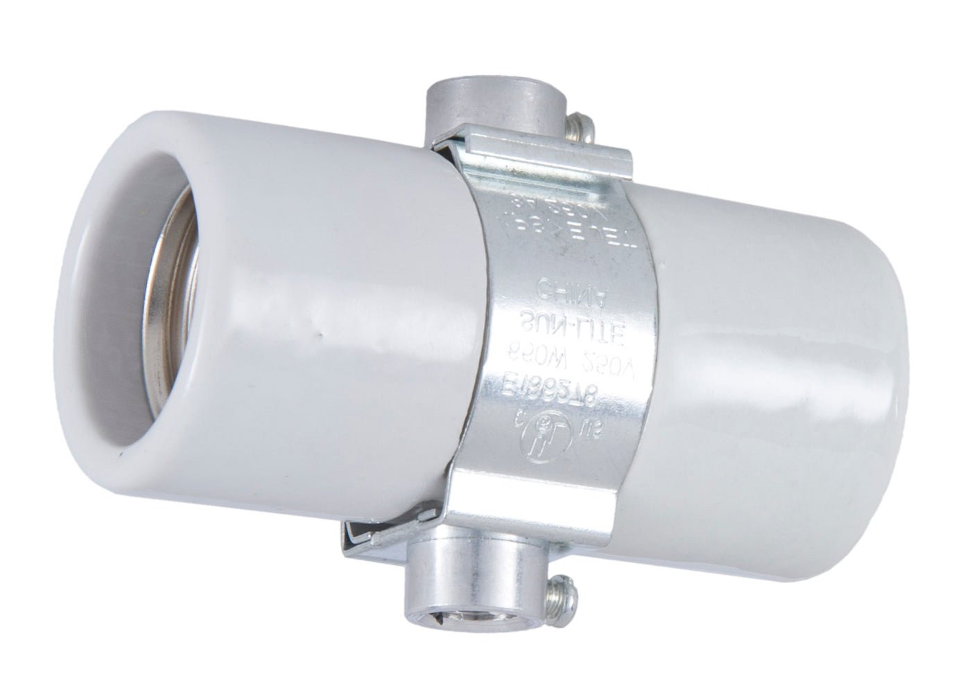 Twin Medium Base, Glazed Porcelain Socket With Double 1/8 IP Bushing Strap