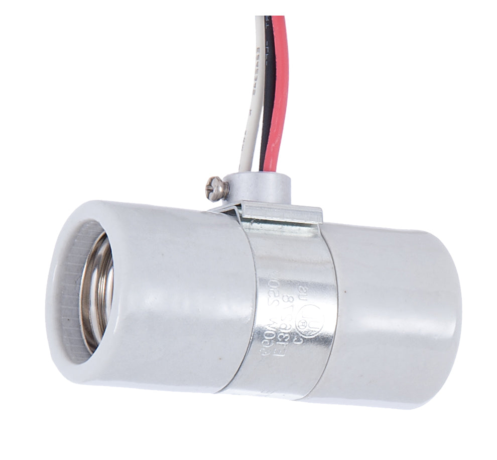 Twin Medium Base Porcelain Socket With Single Strap and 24 Inch Leads