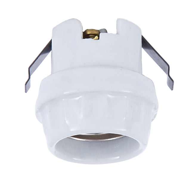 Glazed Porcelain U-Clip Snap-In Medium Base Socket with Double Clip, Mounts in 1 17/32" Diameter Hole