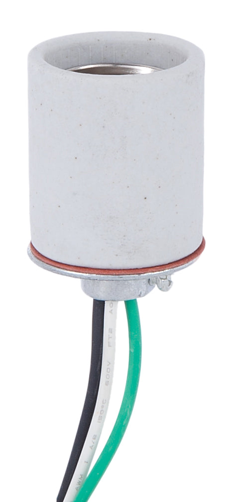 Medium Base Porcelain Socket With Flange Bottom and Lead Wires