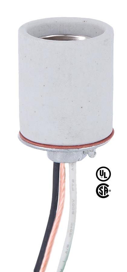 Medium Base Porcelain Socket With Flange Bottom and Lead Wires