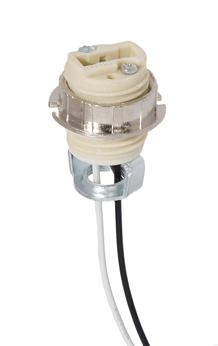 G9 External Threaded Porcelain Socket With Ring, 72" Wires, 3/4" Dia.
