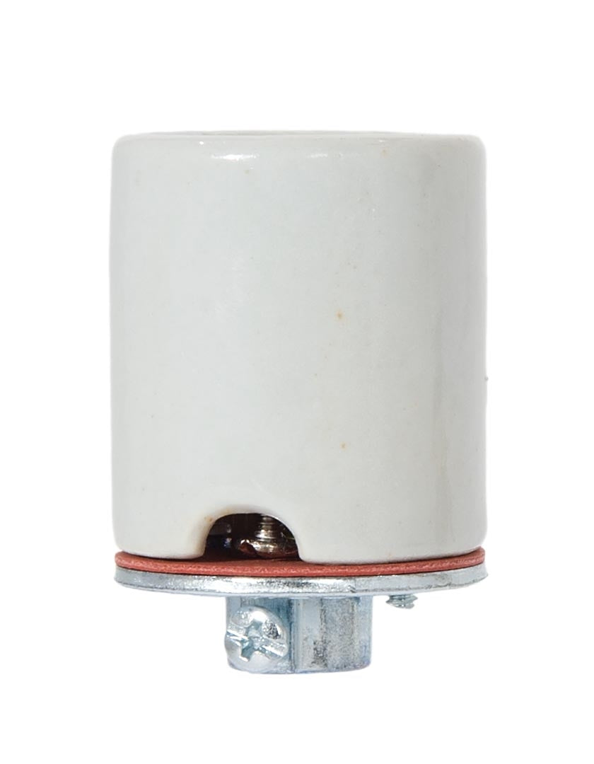 Keyless Glazed Porcelain E-26 Scoket, 2 Wire Ways, 1/8 IP Metal Cap with Set Screw and Copper Screw Shell