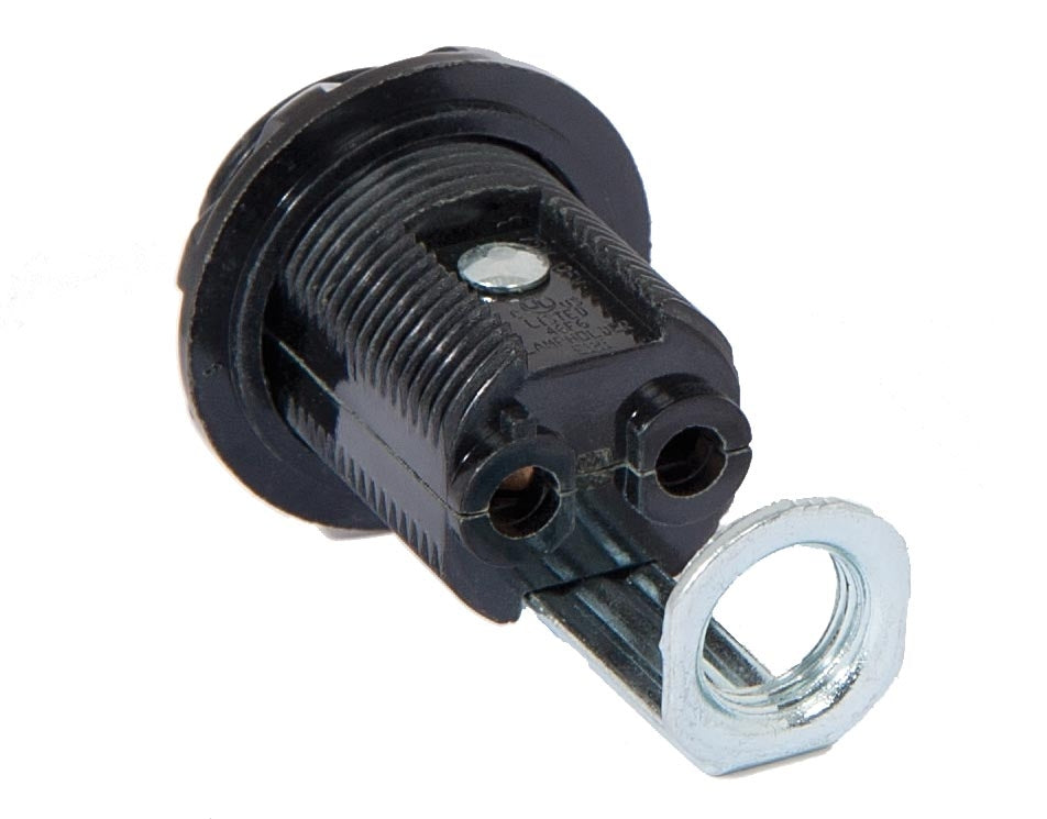 Candelabra Base Fully Threaded Phenolic Socket with External Threads & Ring