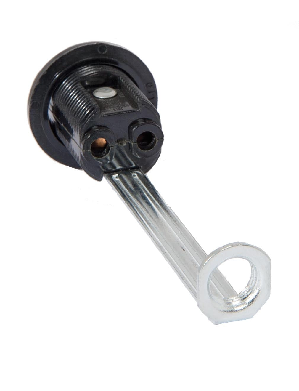 4" Tall Candelabra Base Fully Threaded Phenolic Socket with External Threads & Ring