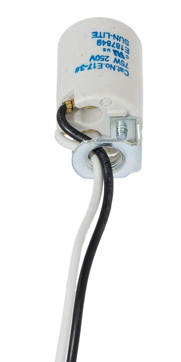 E-17 Base Keyless Unglazed Porcelain Socket with Wire Leads