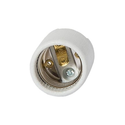 Keyless Unglazed Porcelain E-26 Socket, 1/4 IPS Hickey