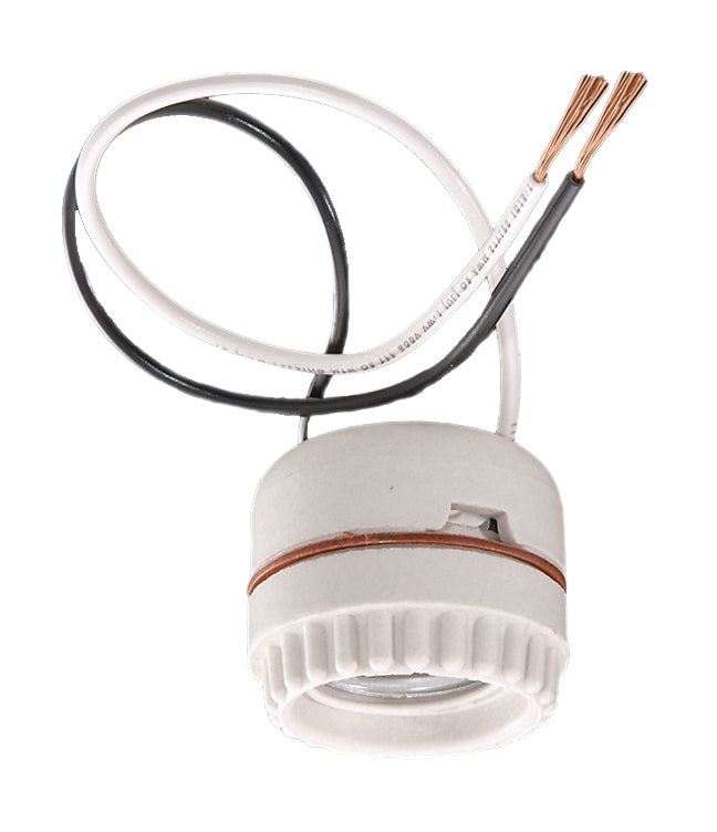 Leviton Brand Medium Base, Porcelain, 2-Piece Sign Receptacle for 1 7/16 Inch Diameter Hole with 9 Inch Leads