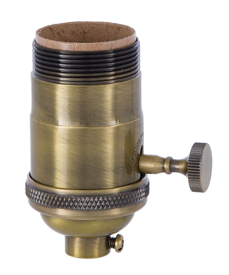 Heavy Turned Brass, Turn Knob Premium Lamp Sockets, UNO Thread - Choice of Switch Function