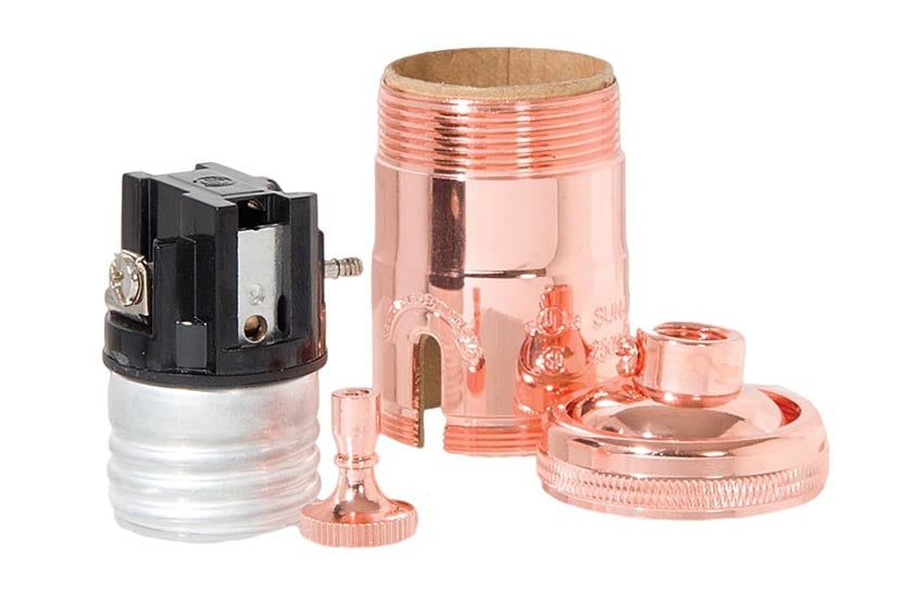 Premium Polished Copper Finish Heavy Turned Brass 3-Way Interior UNO Thread Socket